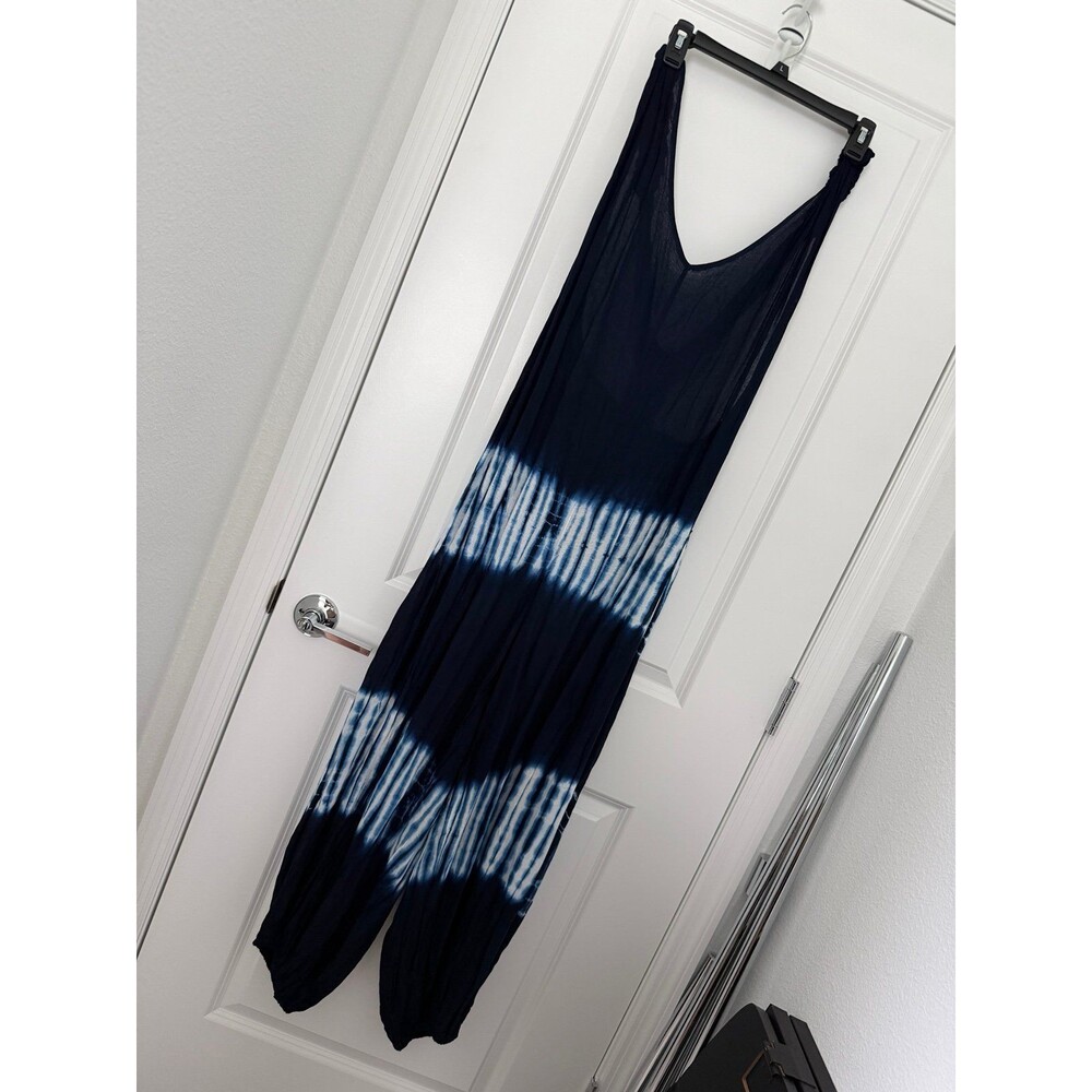 NEW Navy Blue Boho Tye Dye Romper Adjustable OSFM Jumper Beach Travel